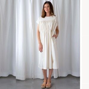 BLACK CRANE Ivory Curtain Cotton Dress - Size L